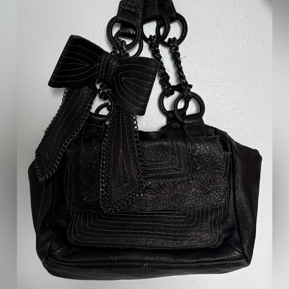 Vince Camuto Kirstie Black Leather Chain Satchel